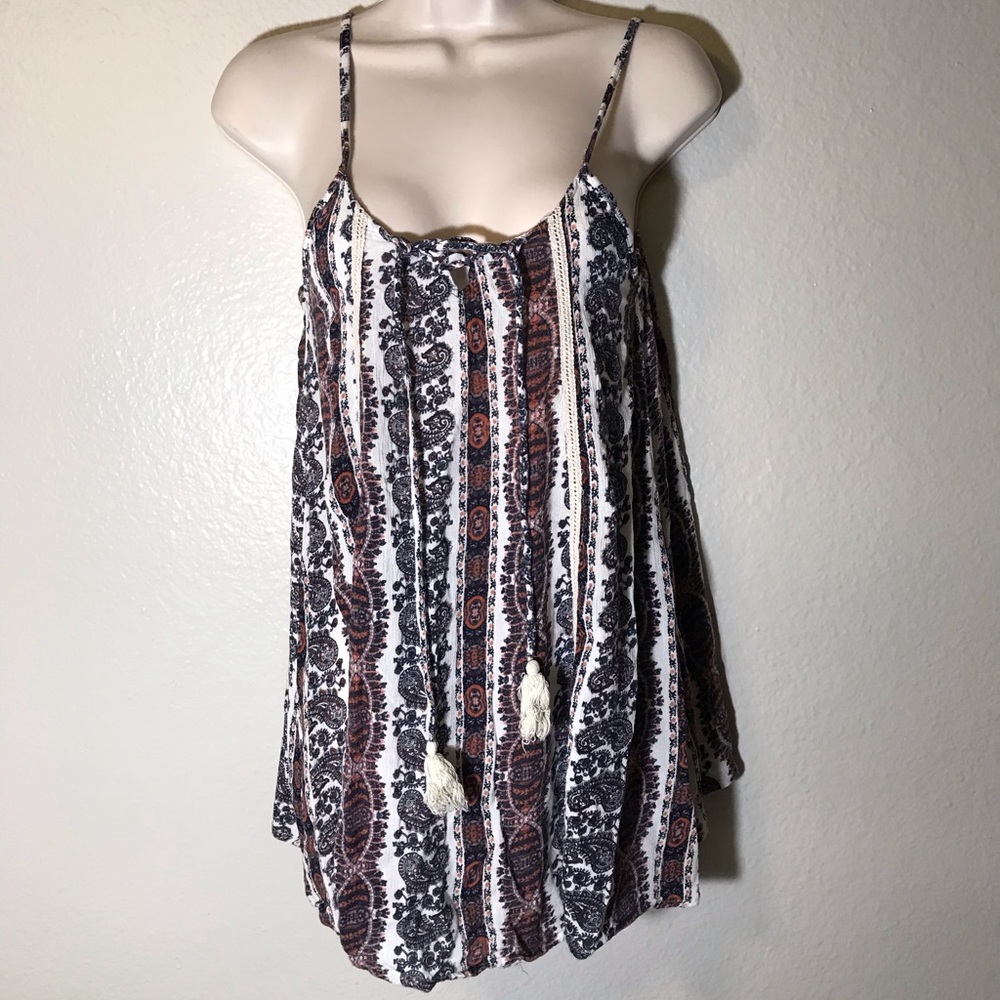 Blush Bogo tassel lace up tank